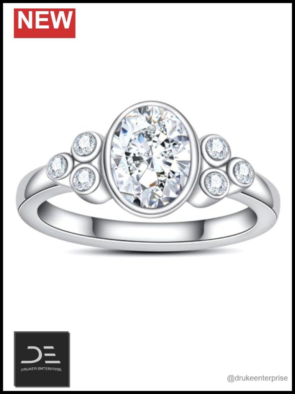 Moissanite Engagement Ring 925 Sterling Silver 3-Stone Wedding Promise Ring